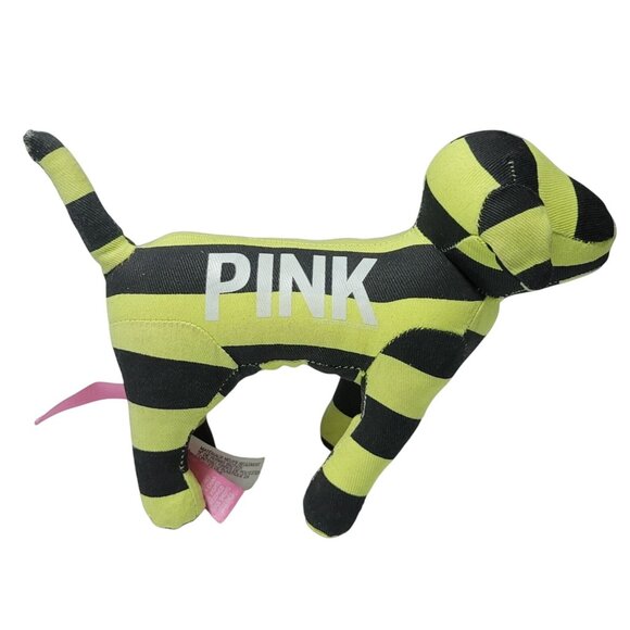 Victorias Secret PINK Dog 8 inch Plush Love Yellow Black Striped Stuffed Animal - Picture 1 of 5